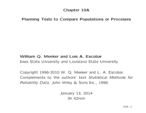 Chapter 10A Planning Tests to Compare Populations or Processes