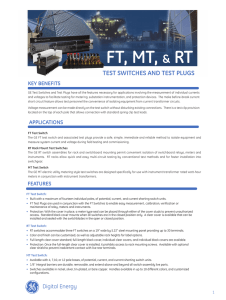 FT, MT, RT &amp; TeST SWiTcHeS anD TeST pluGS