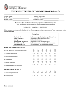 STUDENT INTERN SELF EVALUATION FORM (Form C)