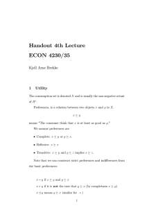 Handout 4th Lecture ECON 4230/35 Kjell Arne Brekke 1