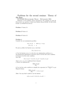 Problems for the second seminar: Theory of the …rm