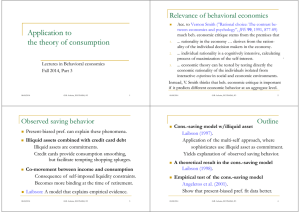 Application to the theory of consumption Relevance of behavioral economics