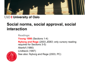 Social norms, social approval, social interaction