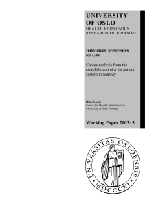 UNIVERSITY OF OSLO Working Paper 2003: 5