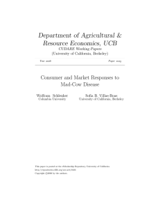 Department of Agricultural &amp; Resource Economics, UCB Consumer and Market Responses to