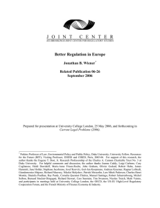J O I N T   C E N...  Better Regulation in Europe Jonathan B. Wiener