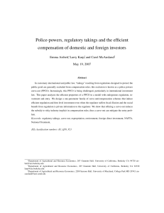 Police-powers, regulatory takings and the efficient Emma Aisbett , Larry Karp