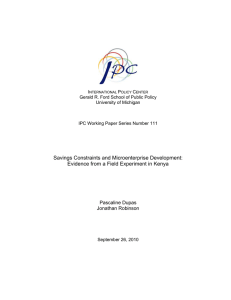 Savings Constraints and Microenterprise Development: Pascaline Dupas