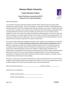 Western Illinois University Teacher Education Program Teacher Performance Assessment (edTPA™)