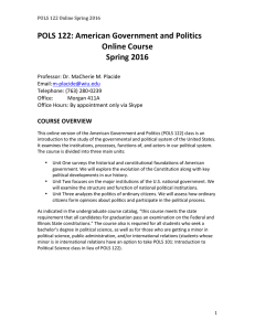 POLS	122:	American	Government	and	Politics Online	Course Spring	2016