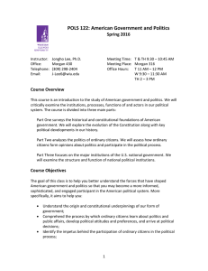 POLS 122: American Government and Politics  Spring 2016