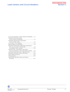 Section 1 Load Centers and Circuit Breakers Section Updated 01 / 2016