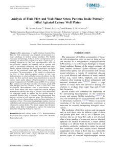 Analysis of Fluid Flow and Wall Shear Stress Patterns Inside... Filled Agitated Culture Well Plates