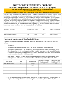 FORT SCOTT COMMUNITY COLLEGE 2016-2017 Independent Verification Form (V5-Aggregate)