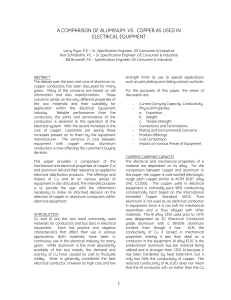 A COMPARISON OF ALUMINUM  VS.  COPPER AS USED... ELECTRICAL EQUIPMENT
