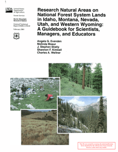 Research Natural Areas on National Forest Lands in Idaho, Montana, Nevada,