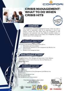 CRISIS MANAGEMENT: WHAT TO DO WHEN CRISIS HITS