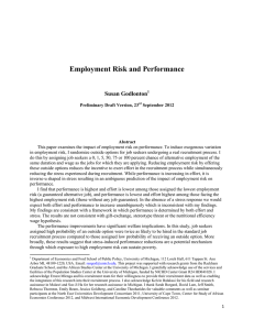 Employment Risk and Performance Susan Godlonton