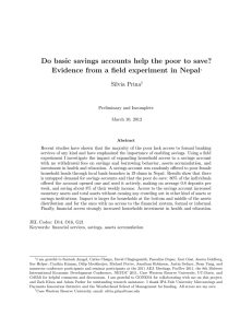 Do basic savings accounts help the poor to save? Silvia Prina