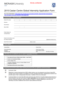 2015 Castan Centre Global Internship Application Form  Strictly confidential