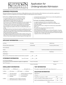 application for Undergraduate admission Admission procedures