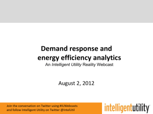 Demand response and energy efficiency analytics  August 2, 2012