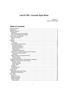 Lab 02 CSS - Cascade Style Sheet Table of contents