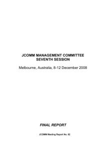 JCOMM MANAGEMENT COMMITTEE SEVENTH SESSION  Melbourne, Australia, 8-12 December 2008