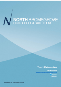 Year 13 Information  Tel : 01527 872375 NBHS6th