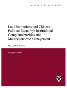 Land Institutions and Chinese Political Economy: Institutional Complementarities and Macroeconomic Management