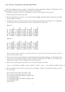 Stat 407 Lab 5 Classification Fall 2001 SOLUTION