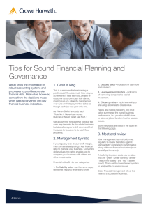 Tips for Sound Financial Planning and Governance 1. Cash is king