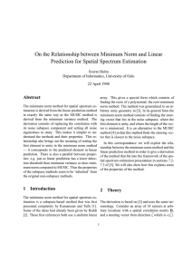 On the Relationship between Minimum Norm and Linear Abstract Sverre Holm