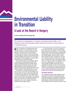 Environmental Liability in Transition A Look at the Record in Hungary
