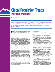 Global Population Trends The Prospects for Stabilization