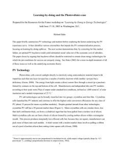 Learning-by-doing and the Photovoltaics case Learning-by-Doing in Energy Technologies