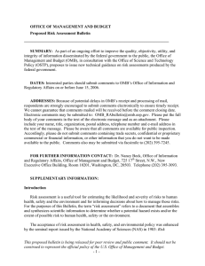 OFFICE OF MANAGEMENT AND BUDGET Proposed Risk Assessment Bulletin ________________________________________________________________________