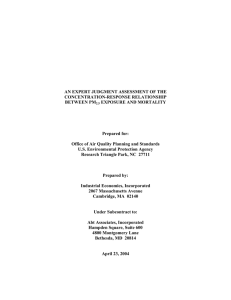 AN EXPERT JUDGMENT ASSESSMENT OF THE CONCENTRATION-RESPONSE RELATIONSHIP BETWEEN PM EXPOSURE AND MORTALITY