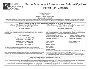 Sexual Misconduct Resource and Referral Options  Forest Park Campus    Campus Police 