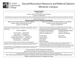 Sexual Misconduct Resource and Referral Options Meramec Campus  Campus Police