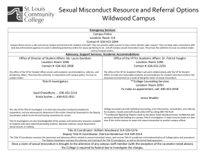 Sexual Misconduct Resource and Referral Options  Wildwood Campus    Campus Police 