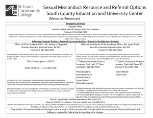 Sexual Misconduct Resource and Referral Options  South County Education and University Center  (Meramec Resources)   