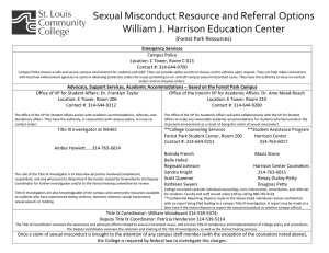 Sexual Misconduct Resource and Referral Options  William J. Harrison Education Center  (Forest Park Resources)  Emergency Services 