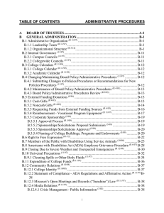 TABLE OF CONTENTS ADMINISTRATIVE PROCEDURES