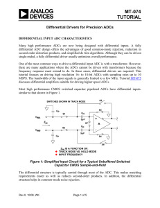 MT-074 TUTORIAL  Differential Drivers for Precision ADCs