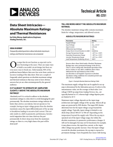 Technical Article Data Sheet Intricacies— Absolute Maximum Ratings and Thermal Resistances