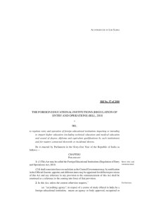 THE FOREIGN EDUCATIONAL INSTITUTIONS (REGULATION OF ENTRY AND OPERATIONS) BILL, 2010