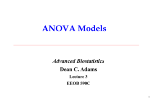 ANOVA Models Advanced Biostatistics Dean C. Adams Lecture 3