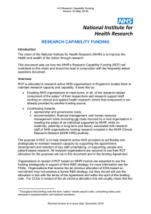 RESEARCH CAPABILITY FUNDING