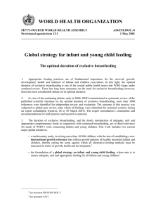 WORLD HEALTH ORGANIZATION Global strategy for infant and young child feeding